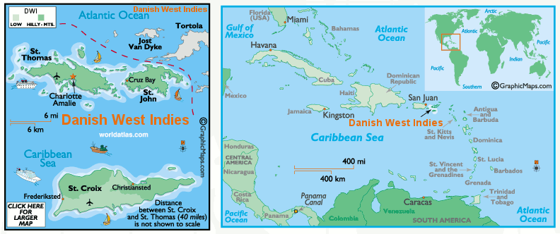 CAR - Danish West Indies Map