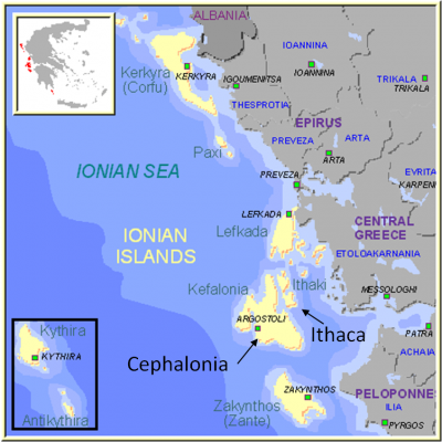 AEG - Cephalonia and Ithaca, Italian Occ WW2 Map