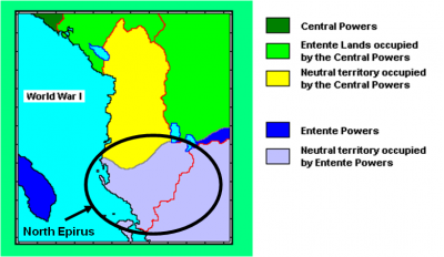 AEG - North Epirus, Greek Occ ww1 Map