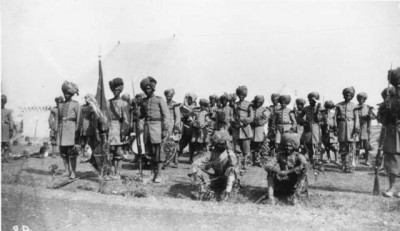 Bahawalpur's infantry outside tents, photo by Gertrude Bell, 6 Jan, 1903