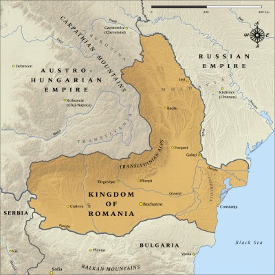 The Kingdom of Romania in 1916 map from: http://www.nzhistory.net.nz/media/photo/map-kingdom-romania-1916