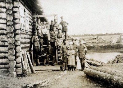 Finnish Officers and villagers in Aunus (Olonets) - 13 Jun, 1919