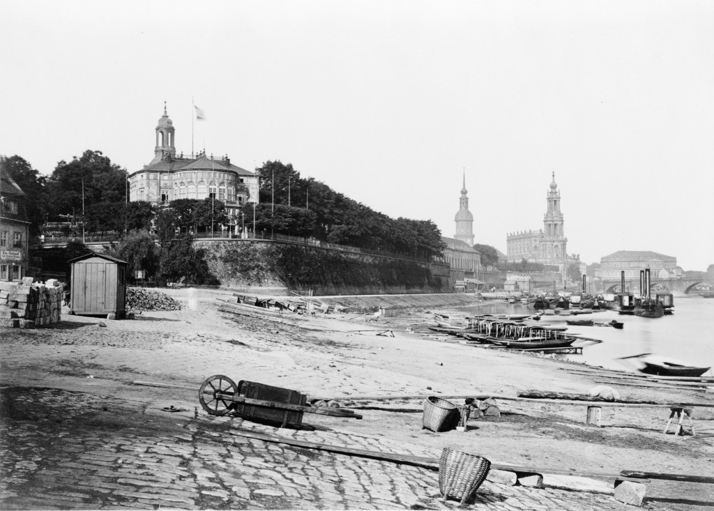 Dresden,  view from river's edge toward the Bruhlsche Terrasse (source: Library of Congress)